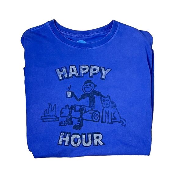 Life is Good T Shirt Large Classic Fit Happy Camper Hour Dog Camping‎ Coffee Tee - Picture 3 of 6